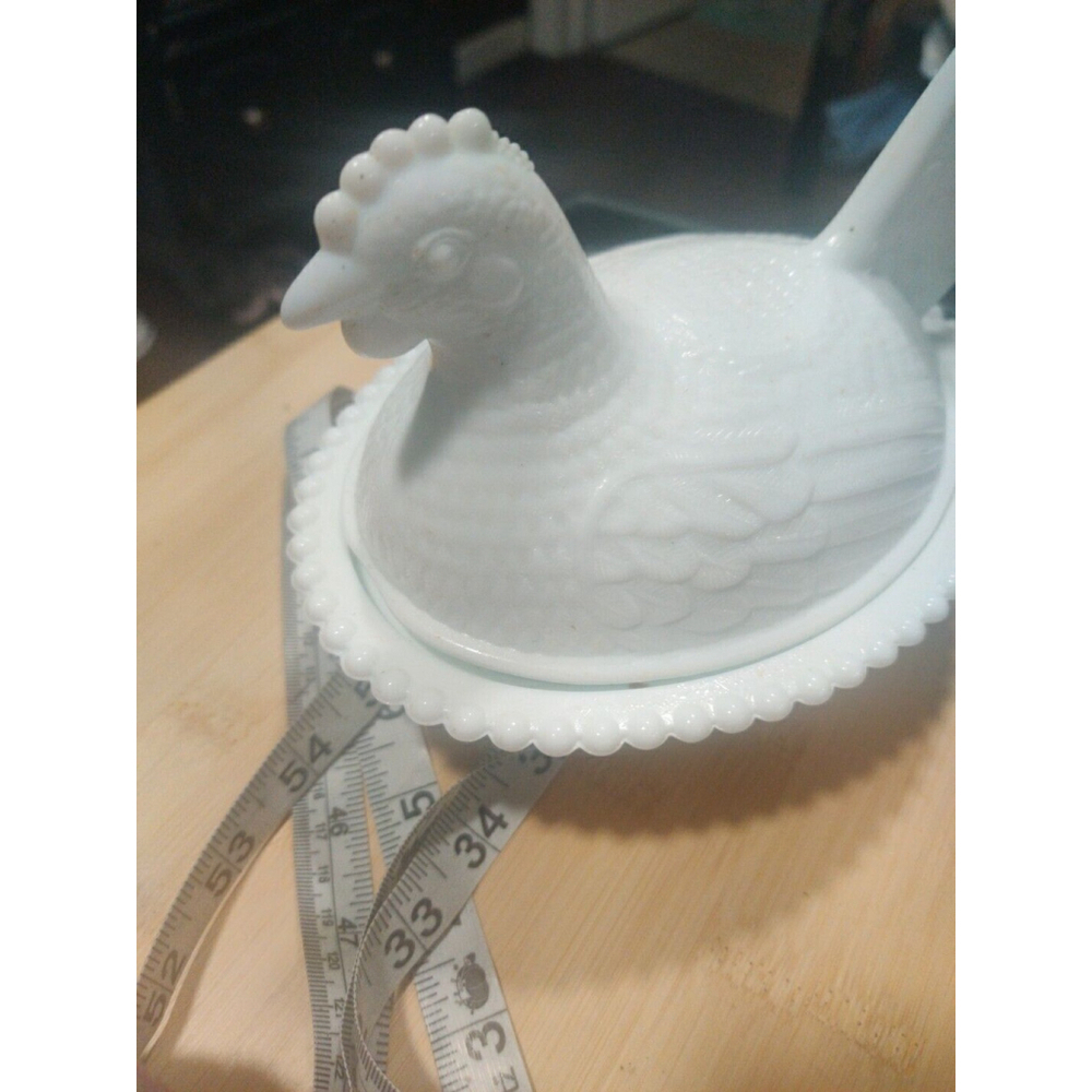Vintage Indiana Glass Milk Hen Nesting Covered Dish